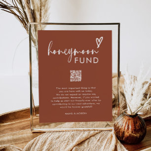 Póster Fondo de luna de miel Boda de código QR de Terraco