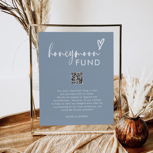 Póster Fondo de luna de miel Boho Dusty Blue QR Boda (Subido por el creador)