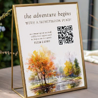 Fondo de luna de miel con código QR para boda de o