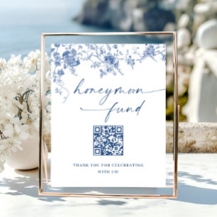 Póster Fondo de luna de miel del Jardín Francés Azul y Du