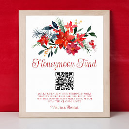Póster Fondo de luna de miel floral Boda Navidades rojos