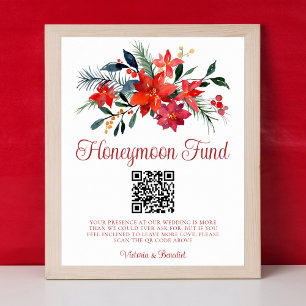 Póster Fondo de luna de miel floral Boda Navidades rojos