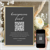Fondo de luna de miel gris Rótulo Boda de código Q