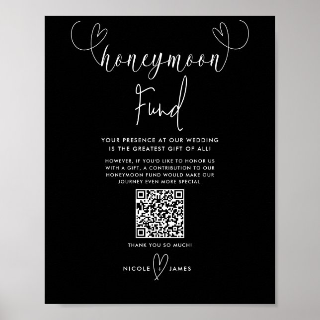 Póster Fondo de luna de miel para Bodas blancos negros (Frente)