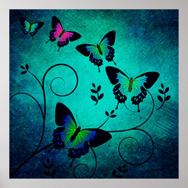 Póster Fondo de mariposas de textura (Frente)