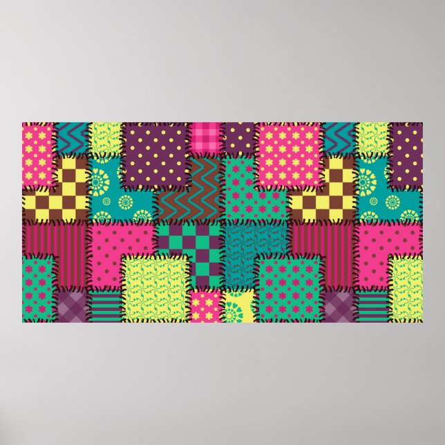 Póster fondo de mosaico con diferentes patrones (Frente)