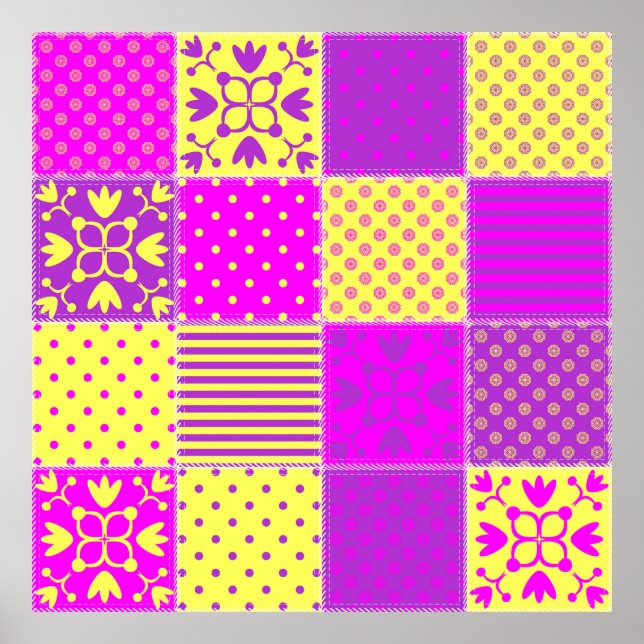 Póster fondo de mosaico con diferentes patrones art,b (Frente)