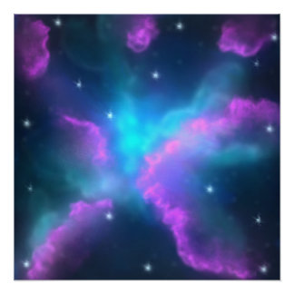 Póster Fondo de Nube de Nebulosa Colorida