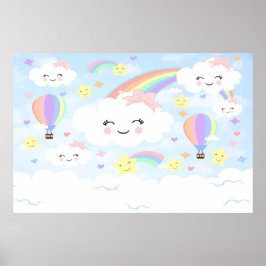 Póster Fondo de nubes de arcoíris Nubes de arcoíris baby 