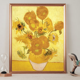Póster Fondo de oro de Sunflowers Vincent van Gogh