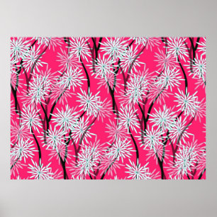 Póster fondo de pantalla floral retro estilo asiático en