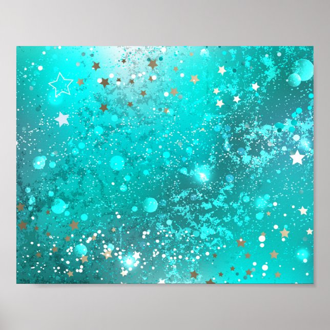 Póster Fondo de papel de aluminio turquesa Mint (Frente)