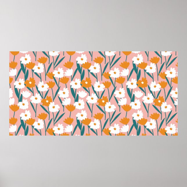 Póster fondo de patrón floral sin soldadura, imprimir p (Frente)