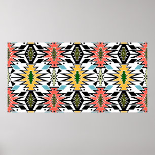 Póster Fondo de patrón ornamental africano tribal sin mar