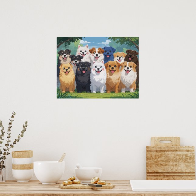 Póster Fondo de perros lindos (Cocina)