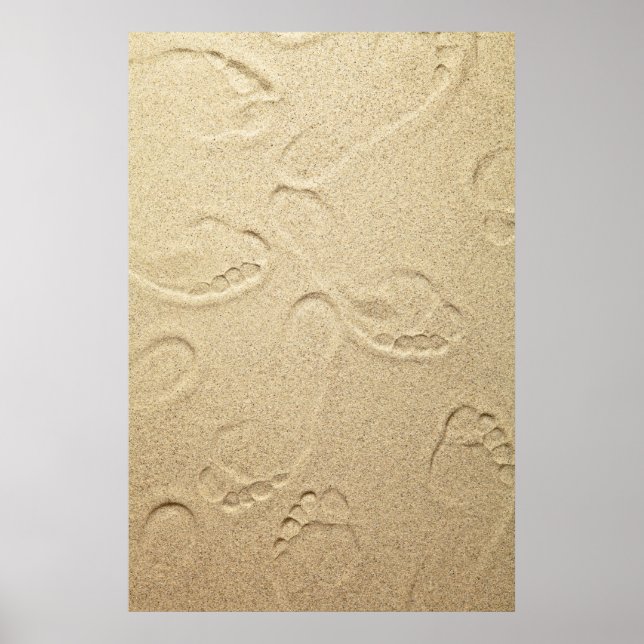 Póster Fondo De Playa Arenosa Con Huellas (Frente)