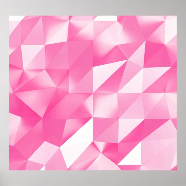 Póster Fondo de polígono rosa: representación 3D abstract (Frente)