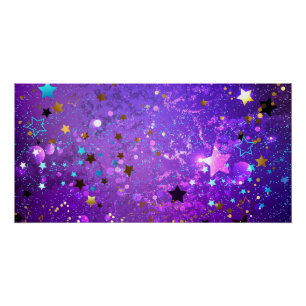 Póster Fondo de Relieve metalizado púrpura con estrellas