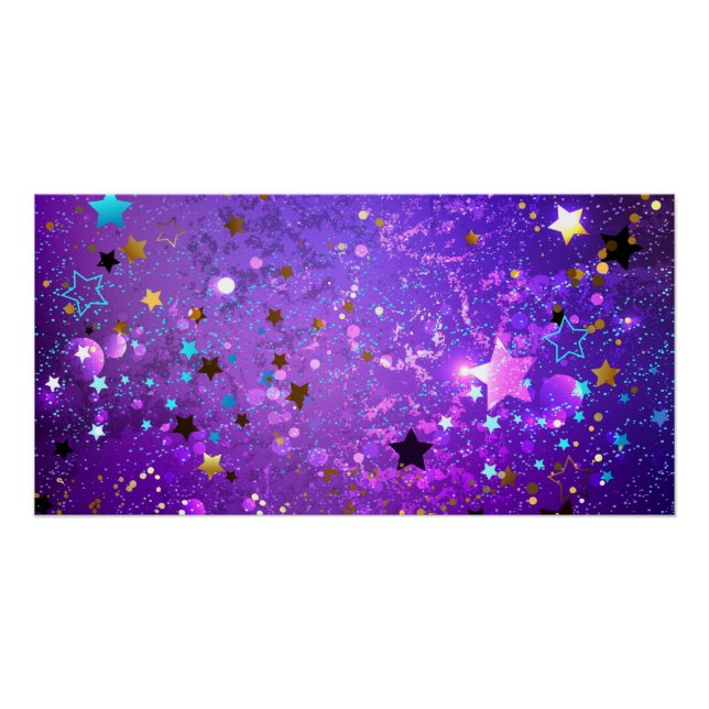Póster Fondo de Relieve metalizado púrpura con estrellas (Anverso)