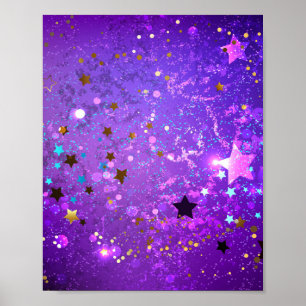 Póster Fondo de Relieve metalizado púrpura con estrellas