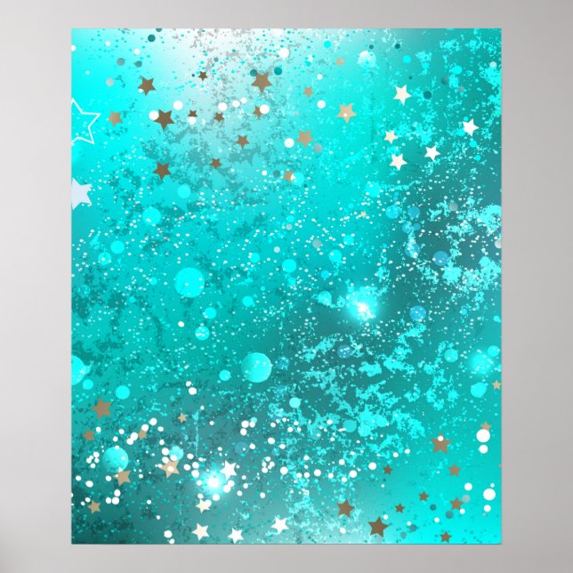 Póster Fondo de Relieve metalizado turquesa de mimbre (Frente)