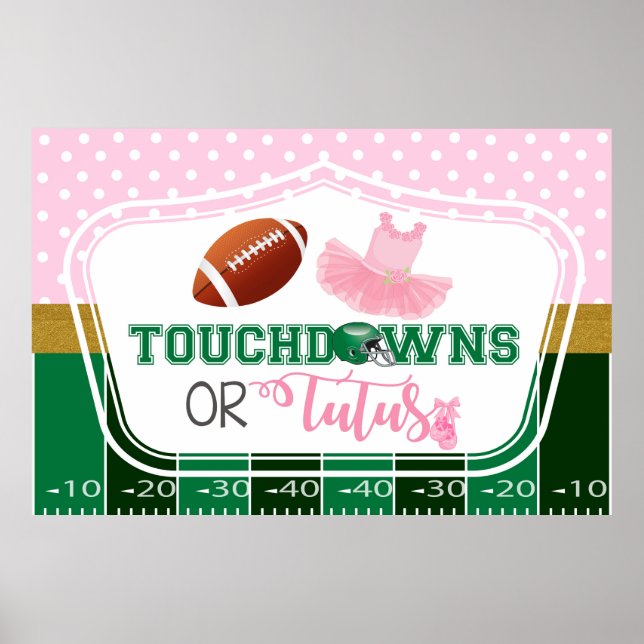 Póster Fondo de revelación de género Touchdowns o Tutus (Frente)