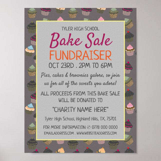 Póster Fondo de tarta, anuncio de evento de venta de past (Frente)