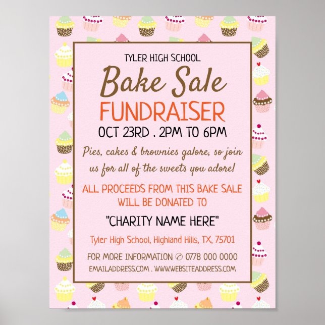 Póster Fondo de tarta, anuncio de evento de venta de past (Frente)