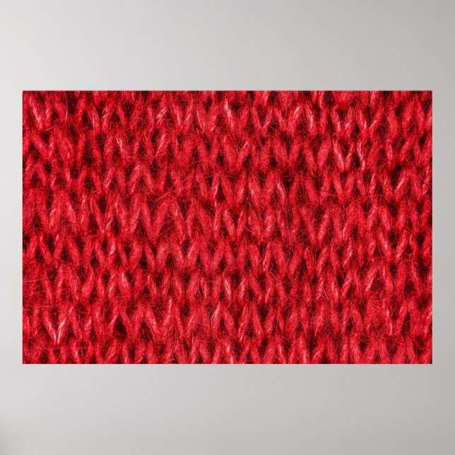 Póster Fondo de textura de lana de punto rojo. (Frente)