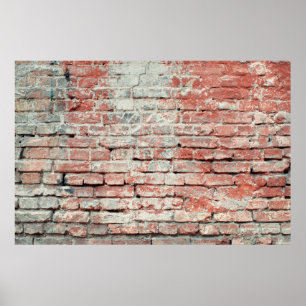 Póster Fondo de textura de pared de ladrillo gastado rojo