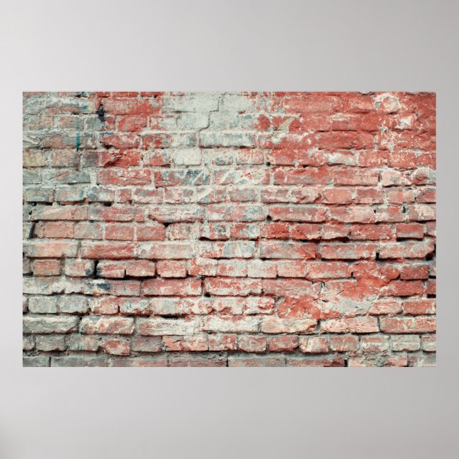 Póster Fondo de textura de pared de ladrillo gastado rojo (Frente)