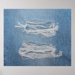 Póster Fondo de textura de vaqueros de denim azul rotos. 