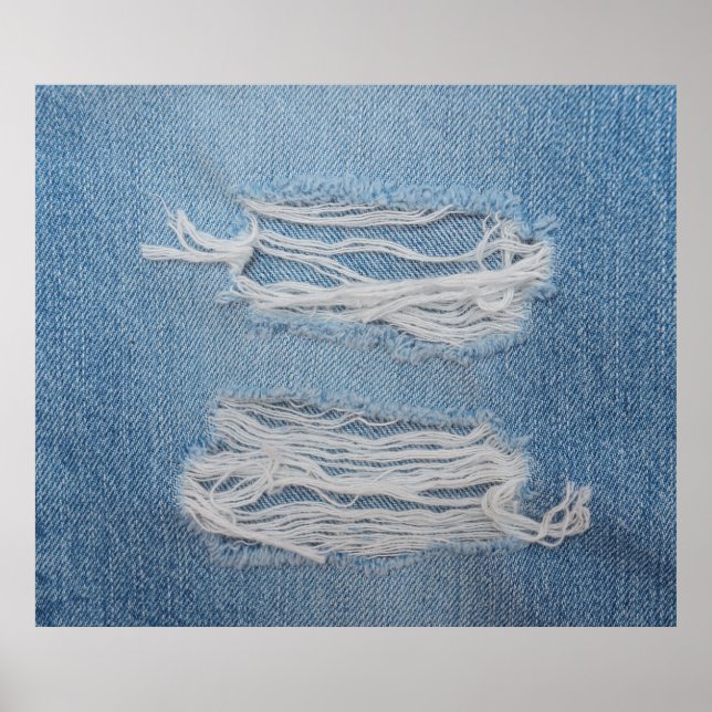 Póster Fondo de textura de vaqueros de denim azul rotos.  (Frente)