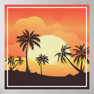 Póster Fondo de verano con palmeras-32134