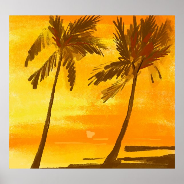 Póster Fondo de verano de palmeras tropicales (Frente)