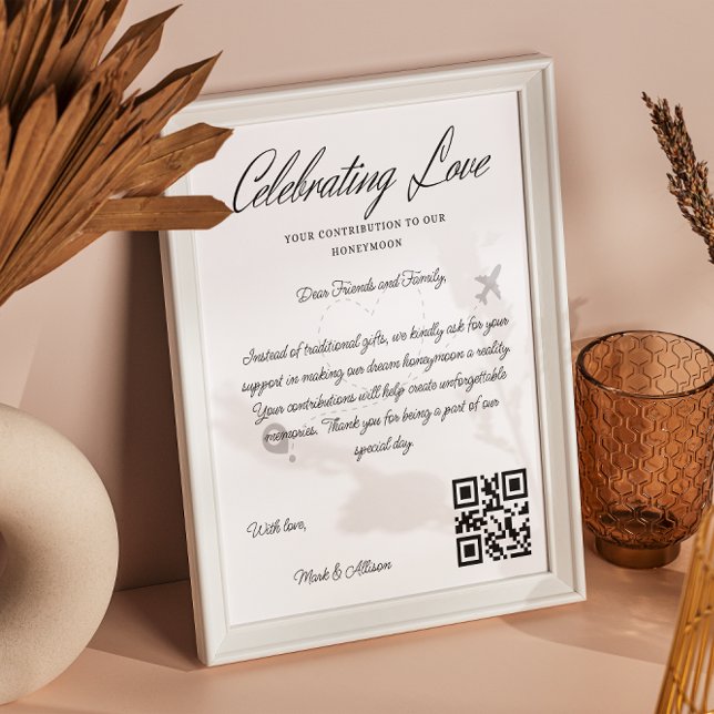 Póster Fondo de Viajes Solicitud de Qr Código Luna de Hon (Travel Fund Request Qr Code Honeymoon Fund Poster)