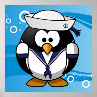 Póster Fondo del agua del marinero pingüino