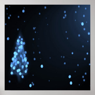 Póster Fondo del árbol de Navidad bokek - Azul
