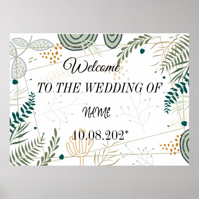 Póster Fondo del boda floral (Frente)