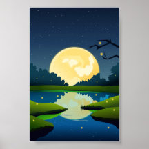 Fondo del paisaje de la noche de la luz de luna