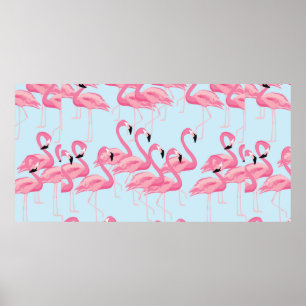Póster Fondo del patrón fluido del ave flamingo tropical