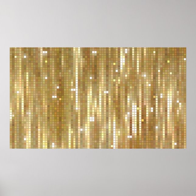 Póster Fondo dorado de mosaico abstracto brillante con gl (Frente)