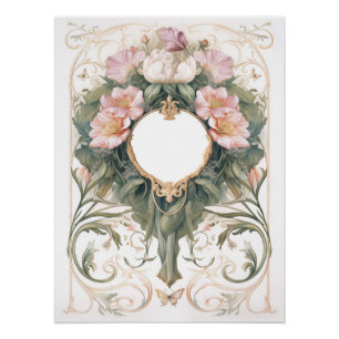 Póster Fondo floral de romance victoriano
