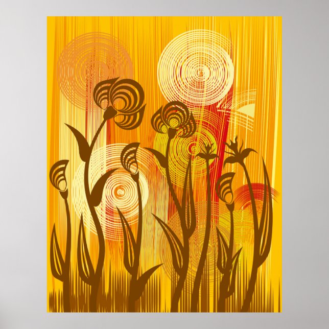 Póster fondo floral naranja (Frente)