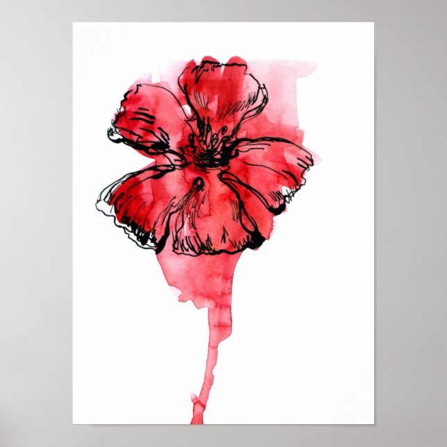 Póster Fondo floral pintado abstracto 4 (Frente)