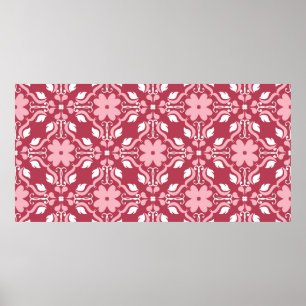 Póster Fondo floral rojo y beige. Sin inconvenientes de c