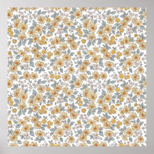 Póster Fondo floral vintage. Patrón floral con asma