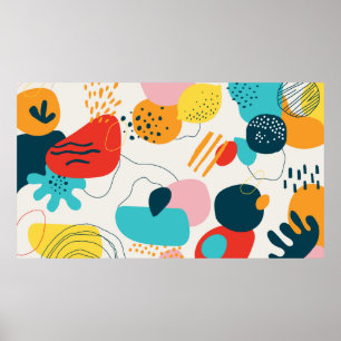 Póster Fondo garabato moderno. Doodl geométrico de moda
