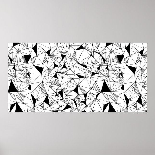 Póster fondo geométrico abstracto dibujado a mano con po (Frente)