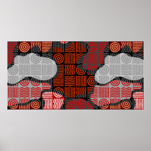 Póster Fondo geométrico tribal marrón en estilo de patchw